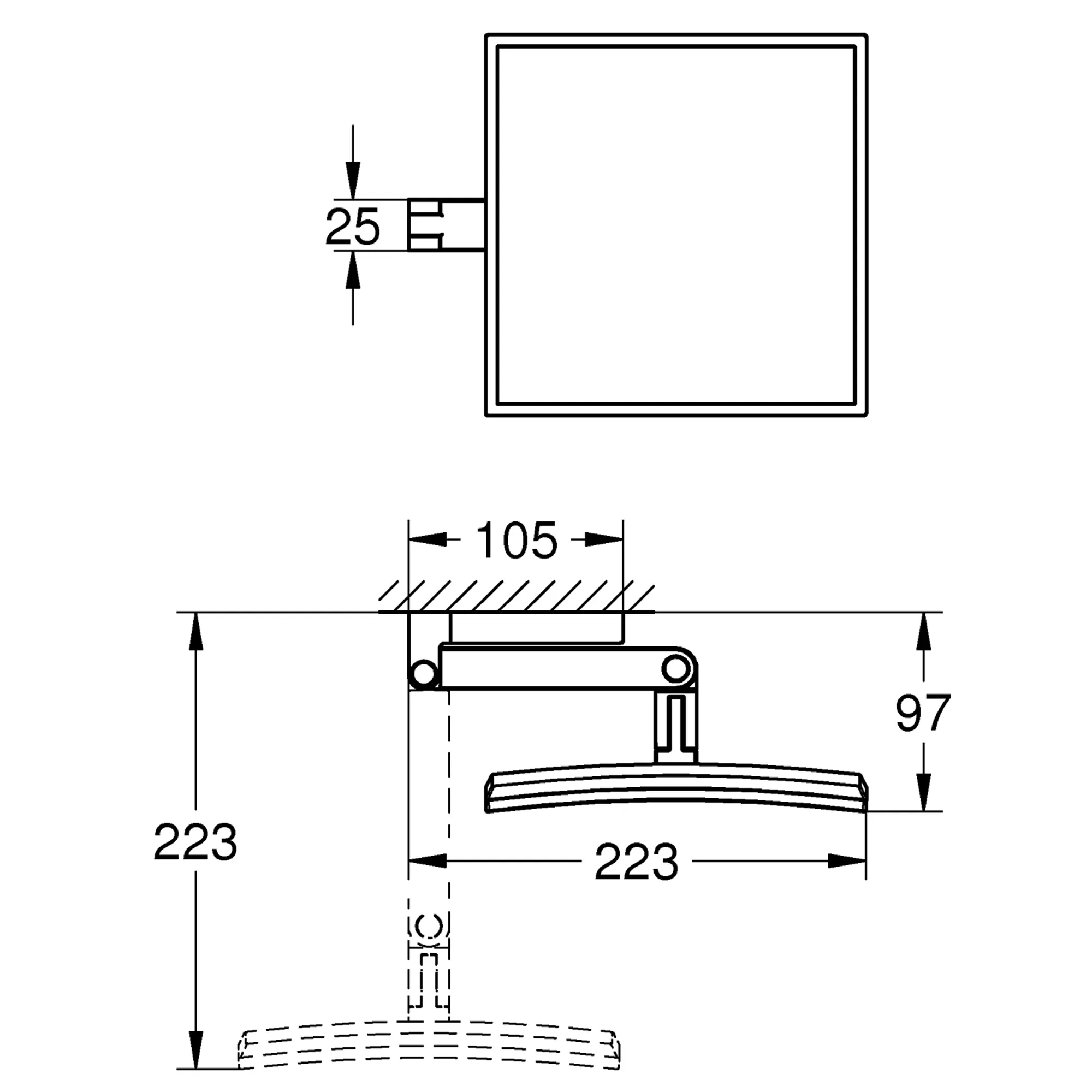 OL-40808000_2 Зеркало косметическое Grohe Selection Cube 224x200 с увеличением 3x, хром