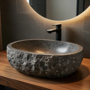 Умывальник накладной Spirit Of Stone 520x420 овальный, серый