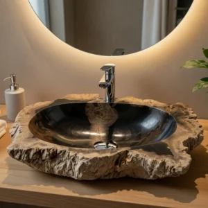 Раковина накладная Spirit Of Stone Бали ОК 8 500x340 овальная, черная