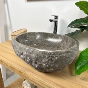 Умывальник накладной Spirit Of Stone Гермес 1 ТМ 530x440 овальный, серый