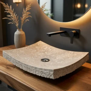 Умывальник накладной Spirit Of Stone 500x400 прямоугольный, серый матовый