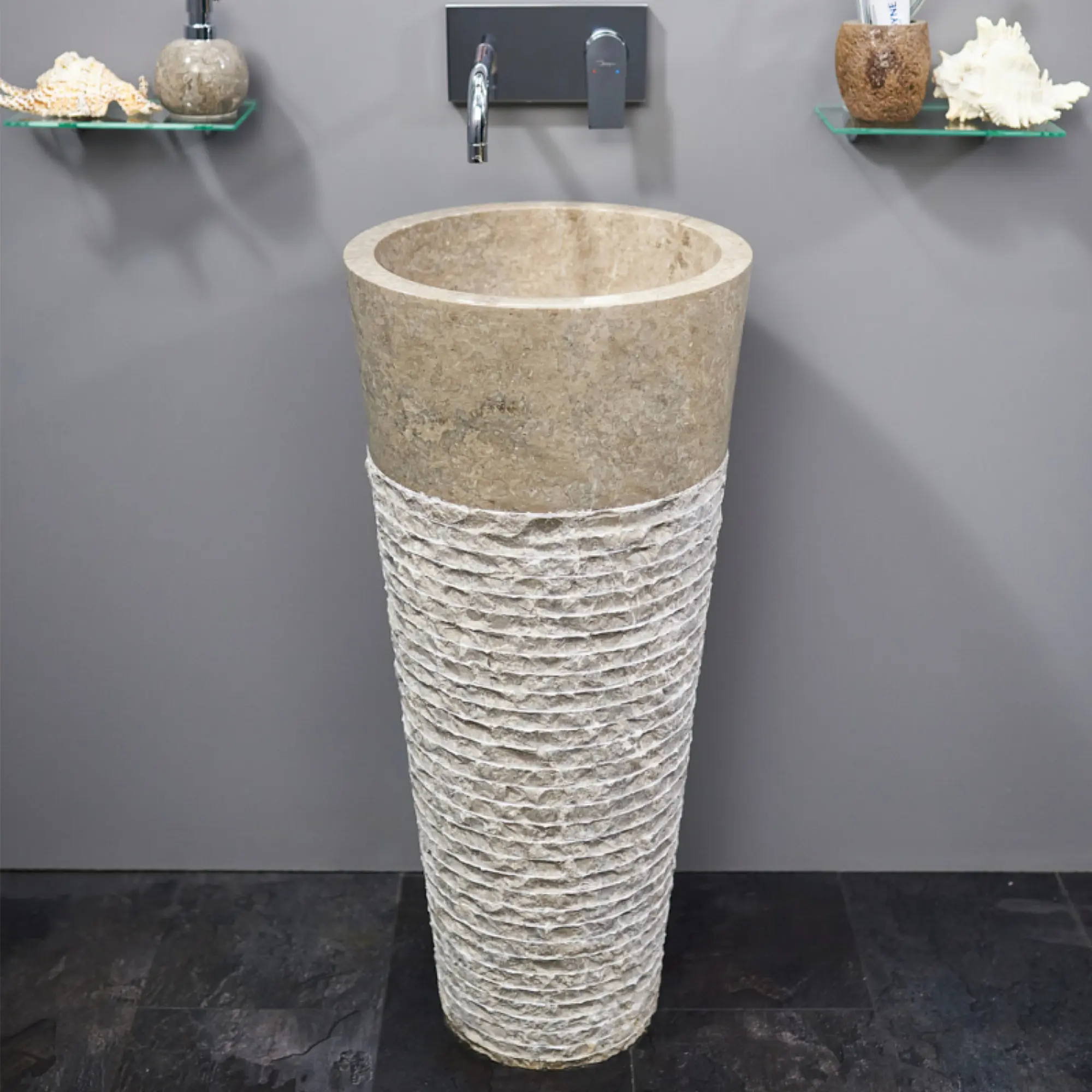 SPS-RA-19 B.2_1 Умывальник напольный Spirit Of Stone 400x400 круглый, бежевый