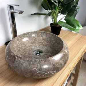 Раковина накладная Spirit Of Stone 400x400 круглая, серая