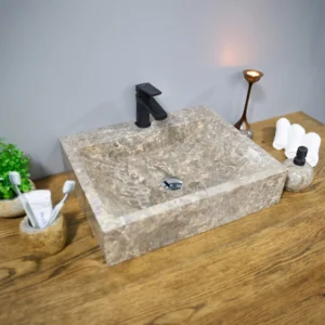 Умывальник накладной Spirit Of Stone 500x400 прямоугольный, серый полуматовый