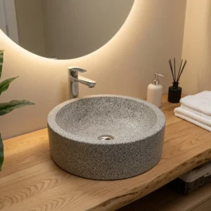 Раковина накладная Spirit Of Stone 450x450 круглая, серая матовая