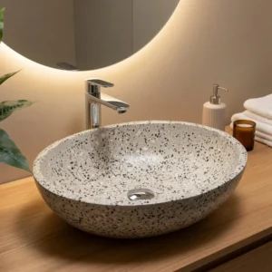 Раковина накладная Spirit Of Stone 500x400 овальная, бежевая полуматовая