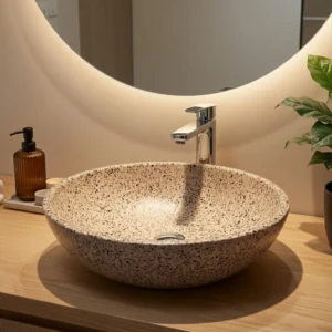 Раковина накладная Spirit Of Stone 500x400 овальная, бежевая полуматовая