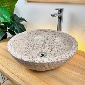 Раковина накладная Spirit Of Stone 450x450 круглая, бежевая полуматовая