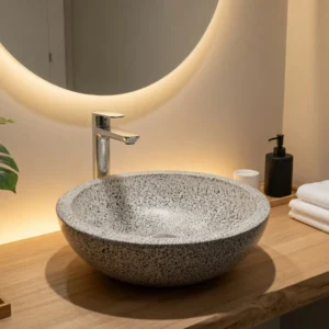Раковина накладная Spirit Of Stone 450x450 круглая, серая матовая