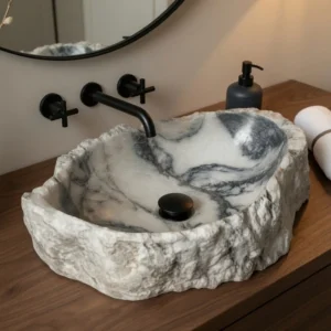 Умывальник накладной Spirit Of Stone 500x400 асимметричный, белый