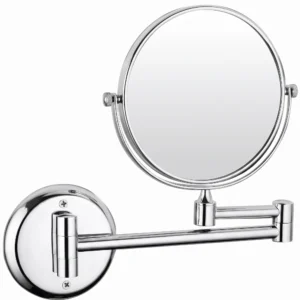 Зеркало косметическое Frap F6106 150x150 с увеличением, с LED-подсветкой, хром