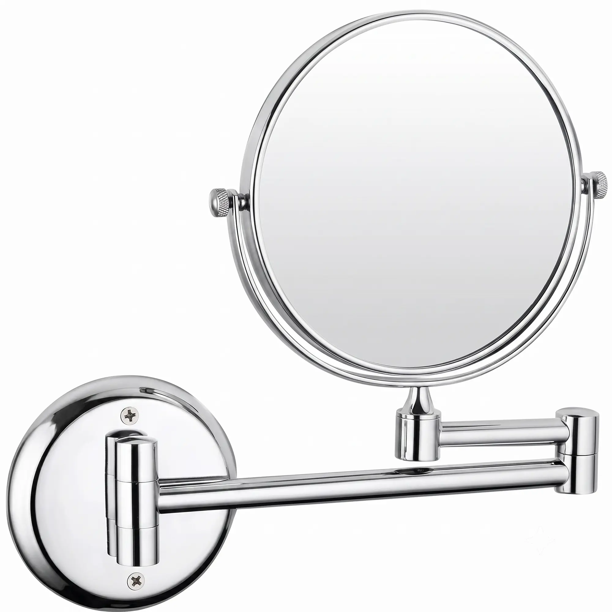SQ-1037785_1 Зеркало косметическое Frap F6106 150x150 с увеличением, с LED-подсветкой, хром