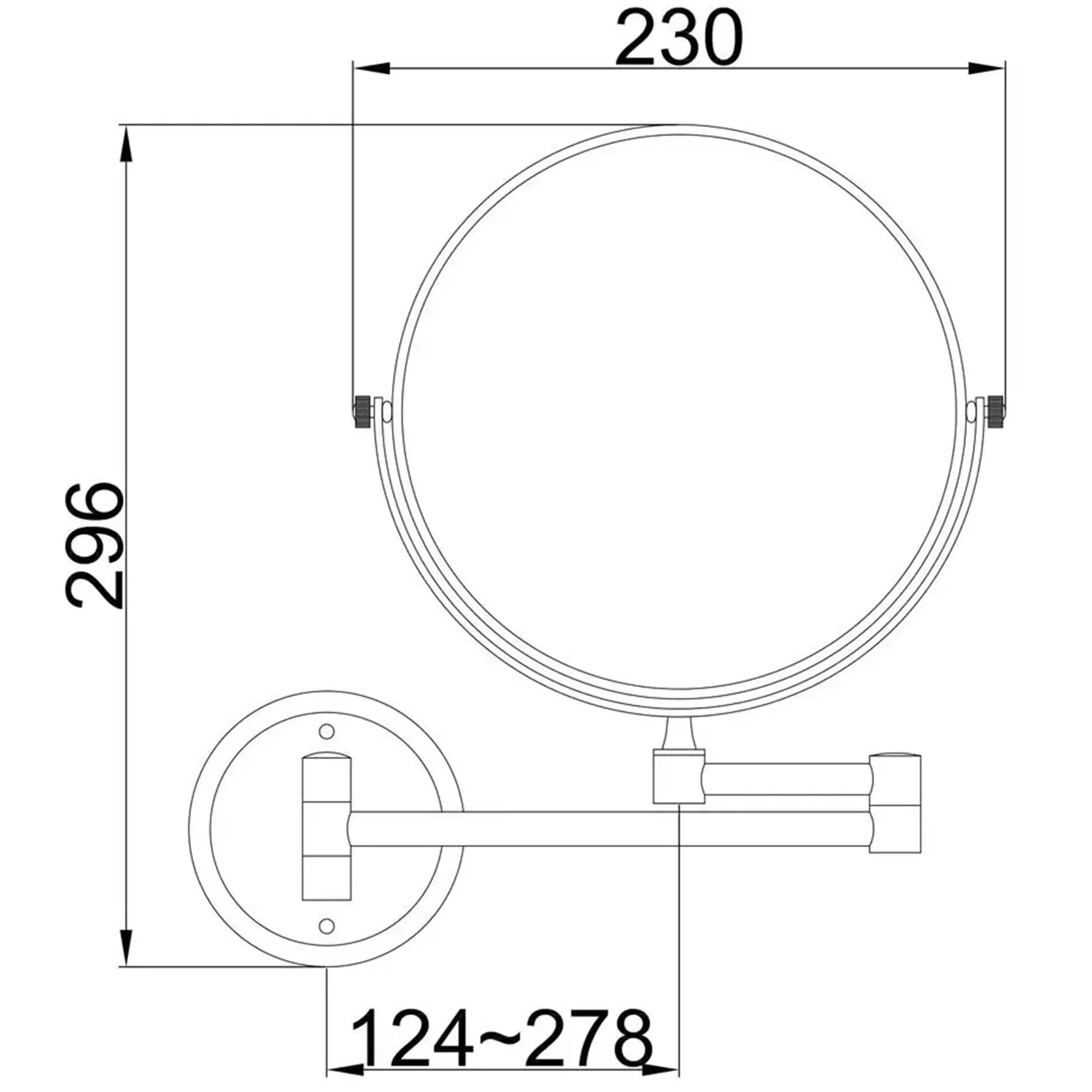SQ-1037786_1 Зеркало косметическое Frap F6108 200x200 с увеличением, с LED-подсветкой, хром