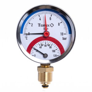 Термоманометр радиальный Tervix Pro Line биметаллический 1/2" 10 бар 120°C (357318)