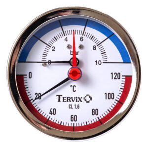 Термоманометр аксиальный Tervix Pro Line биметаллический 1/2" 10 бар 120°C (357818)