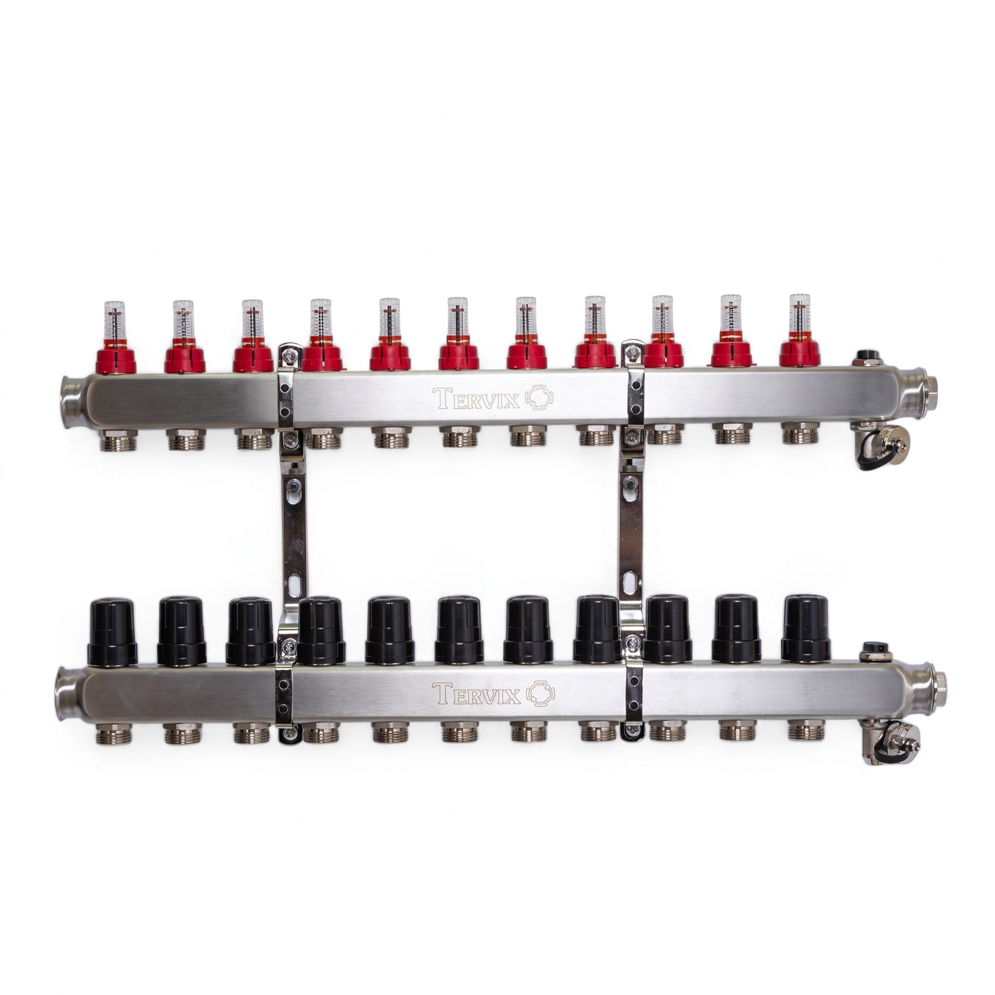 TRV-501211_1 Коллектор теплого пола Tervix Pro Line 1" 11 выходов, с расходомерами, нержавеющая сталь (501211)